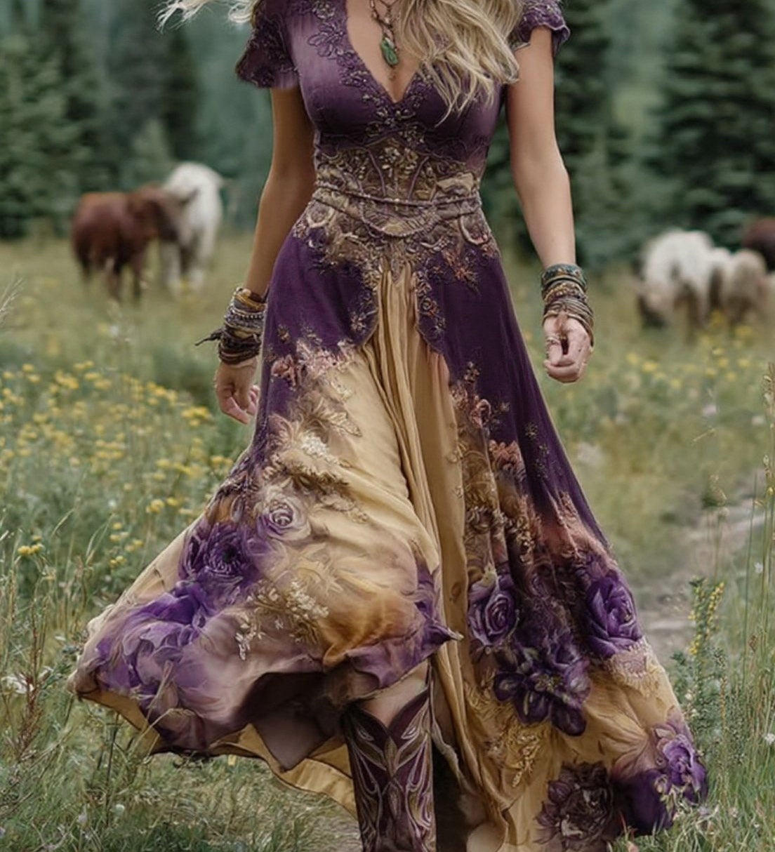 Serena - Lühike Maxi Lilleline Kleid