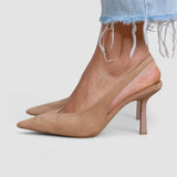 Marlena - Nude slingback kingad õhukese kontsaga