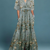 Rute - Elegantne lillemuster maxi kleit