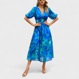 Clara - Elegantne Lilledes Midi Kleid