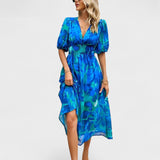 Clara - Elegantne Lilledes Midi Kleid