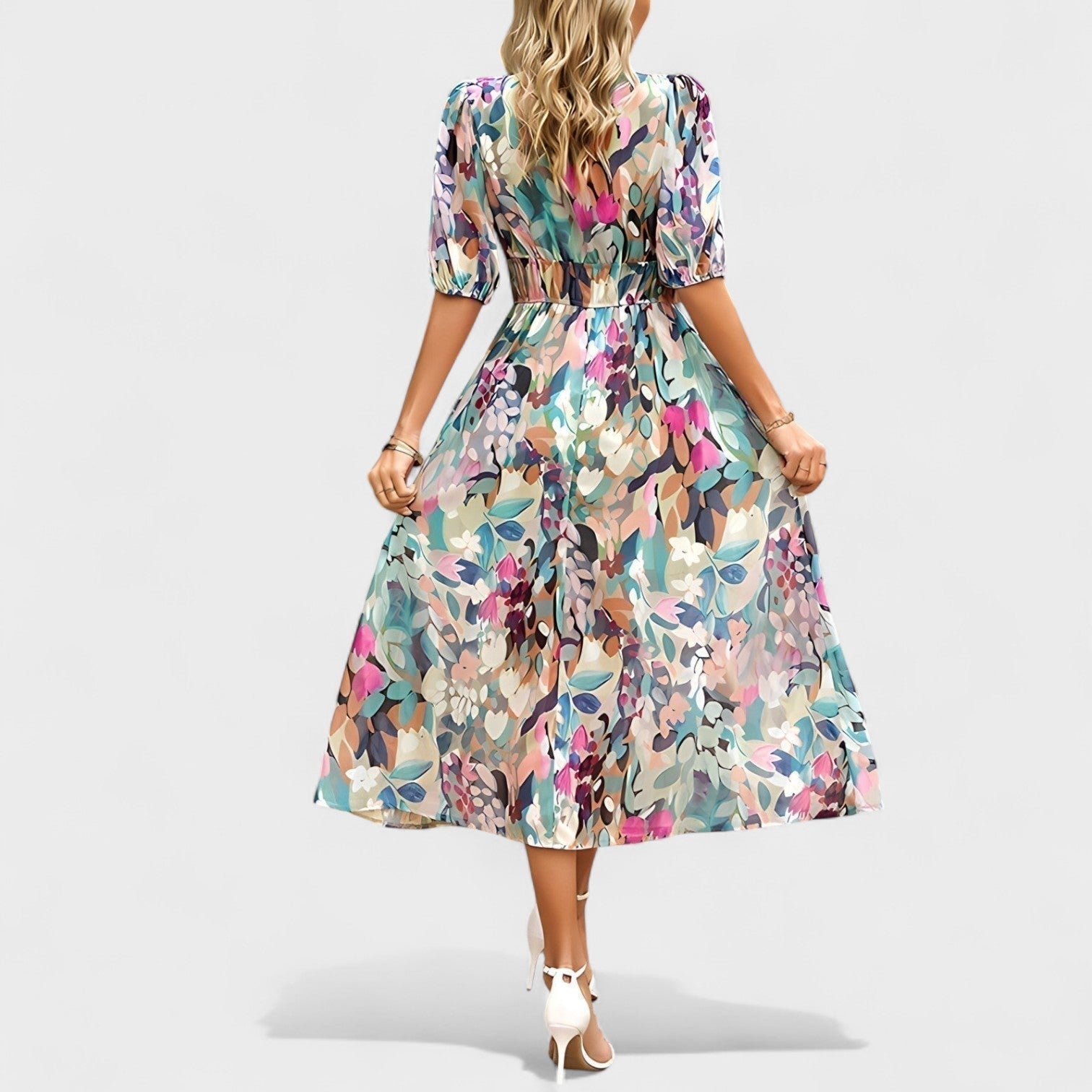 Clara - Elegantne Lilledes Midi Kleid