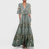 Rute - Elegantne lillemuster maxi kleit